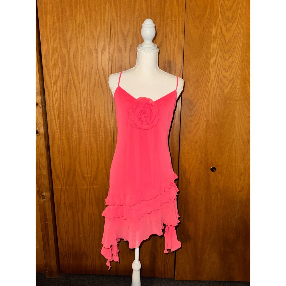 Gianni Bini Hot Pink Ruffled Mini Dress with Rosette - Picture 2 of 8